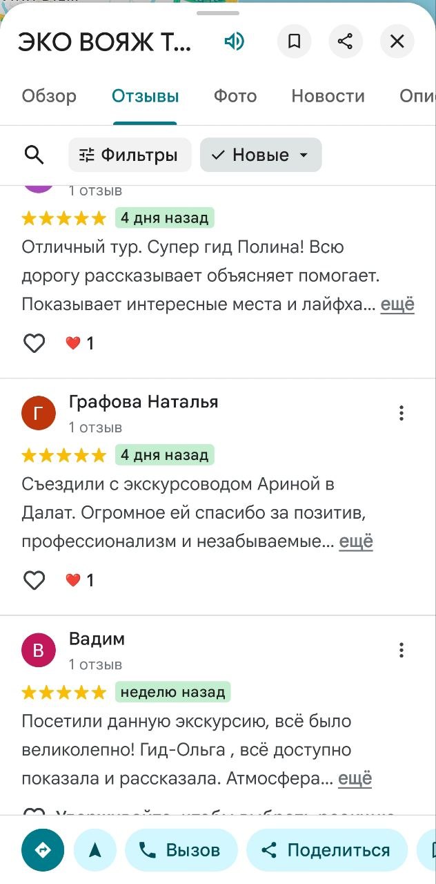 Отзыв туриста об Эко Вояж