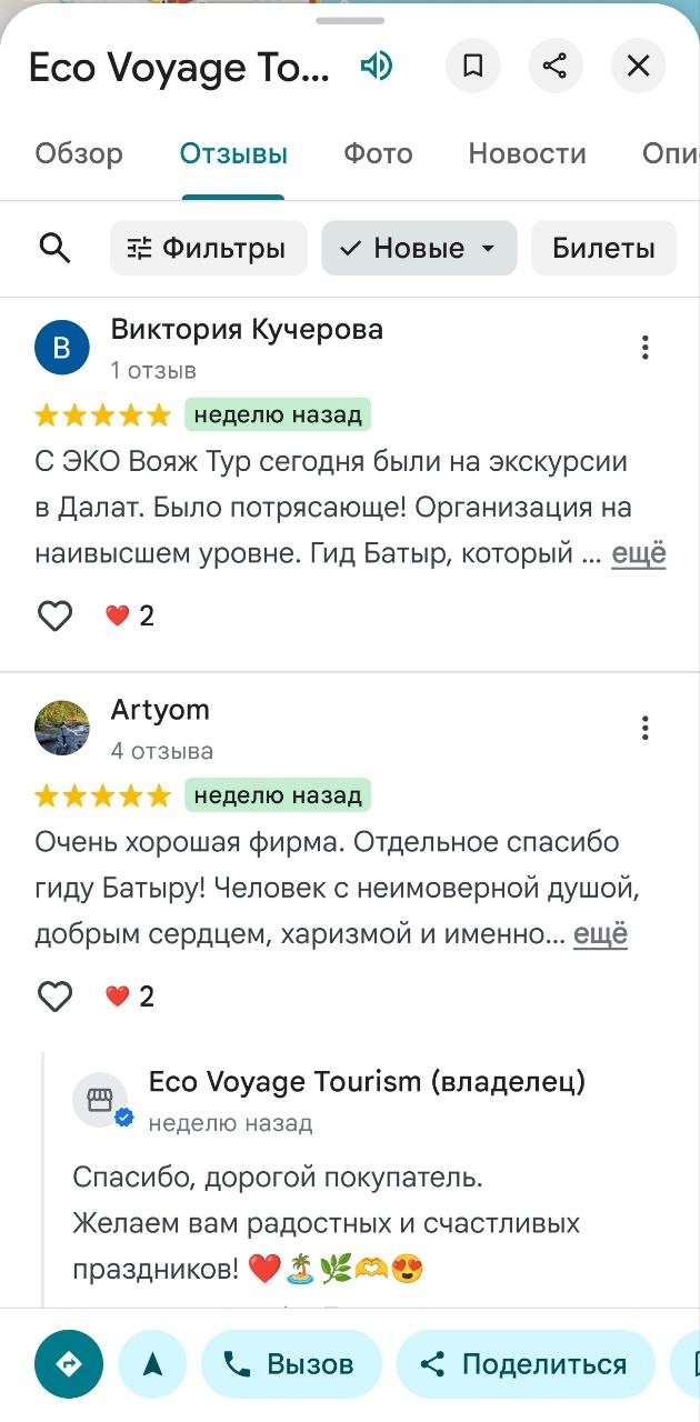Отзыв туриста об Эко Вояж